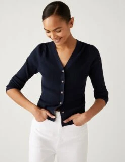 Ribbed V-Neck Cardigan