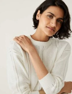 Cotton Rich Textured Crew Neck Jumper -Cyberjammies Store SD 01 T38 6033 KY X EC 1