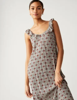 Printed Square Neck Midaxi Column Dress