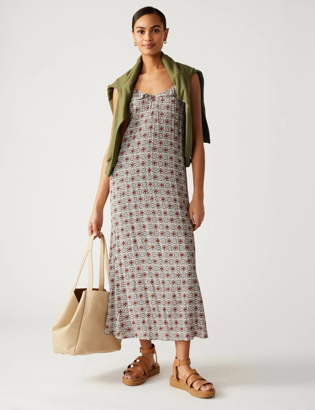 Printed Square Neck Midaxi Column Dress 3 Printed Square Neck Midaxi Column Dress - Image 3