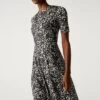 Mesh Jersey Printed Midi Column Dress