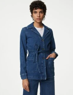 Denim Belted Revere Collar Jacket -Cyberjammies Store SD 01 T49 3033 QQ X EC 1