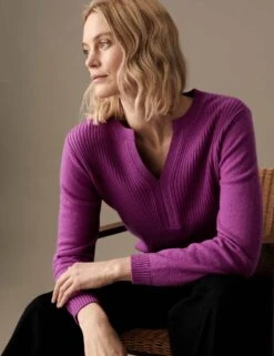 Notch Neck Jumper With Wool