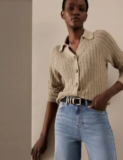 Pure Linen Collared Cardigan