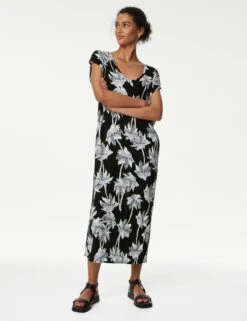 Jersey Printed V-Neck Midi T-Shirt Dress -Cyberjammies Store SD 01 T52 7785 Y4 X EC 1