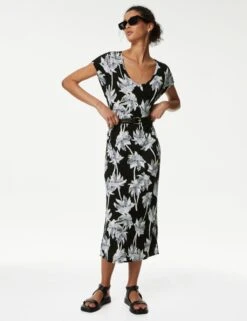 Jersey Printed V-Neck Midi T-Shirt Dress -Cyberjammies Store SD 01 T52 7785 Y4 X EC 2