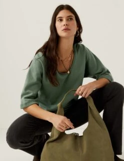 Pure Cotton Scoop Neck Sweatshirt