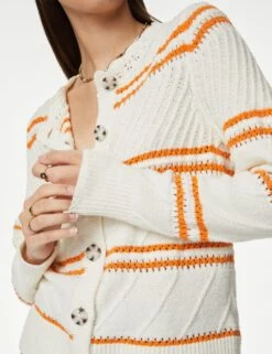 Cotton Rich Striped Cardigan