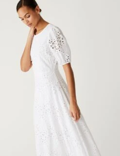 Pure Cotton Broderie Midaxi Tea Dress