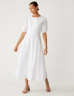 Pure Cotton Broderie Midaxi Tea Dress -Cyberjammies Store SD 01 T69 1668 P6 X EC 1