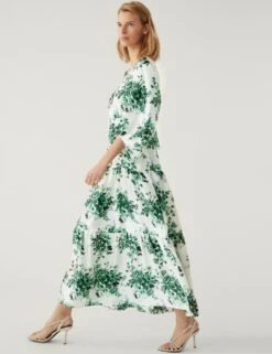 Floral V-Neck Midaxi Tiered Dress
