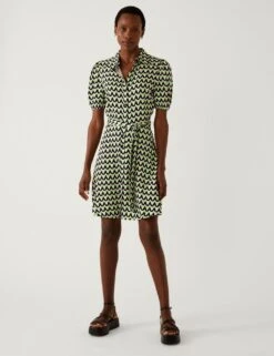 Geometric Belted Mini Shirt Dress -Cyberjammies Store SD 01 T69 1712 Y4 X EC 1