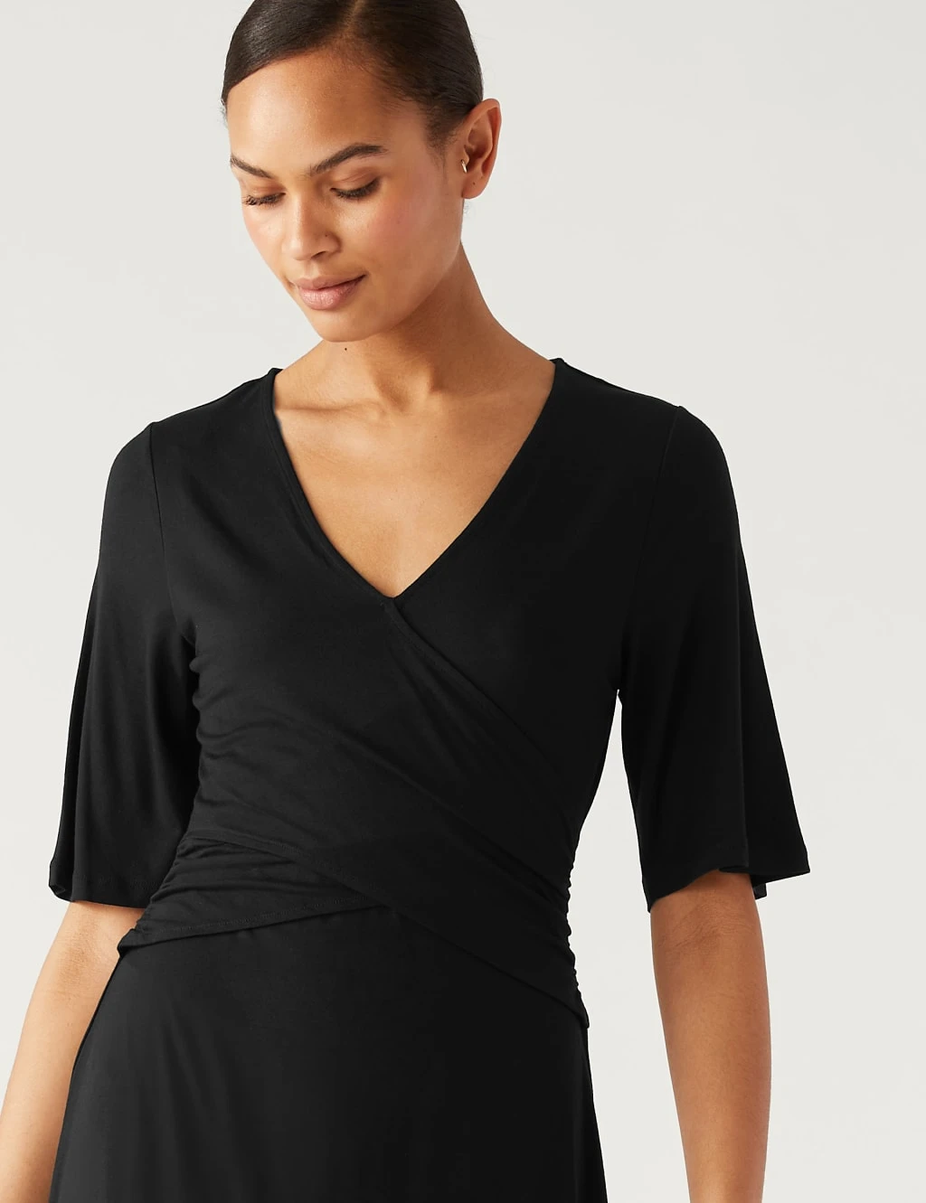 Jersey V-Neck Midi Wrap Dress 3 Jersey V-Neck Midi Wrap Dress - Image 3