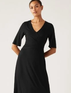 Jersey V-Neck Midi Wrap Dress 8 Jersey V-Neck Midi Wrap Dress -Cyberjammies Store SD 01 T69 1805 Y0 X EC 2