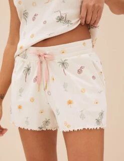 Cotton Rich Palm Tree Print Shortie Set 8 Cotton Rich Palm Tree Print Shortie Set -Cyberjammies Store SD 02 T37 1312J KY X EC 2