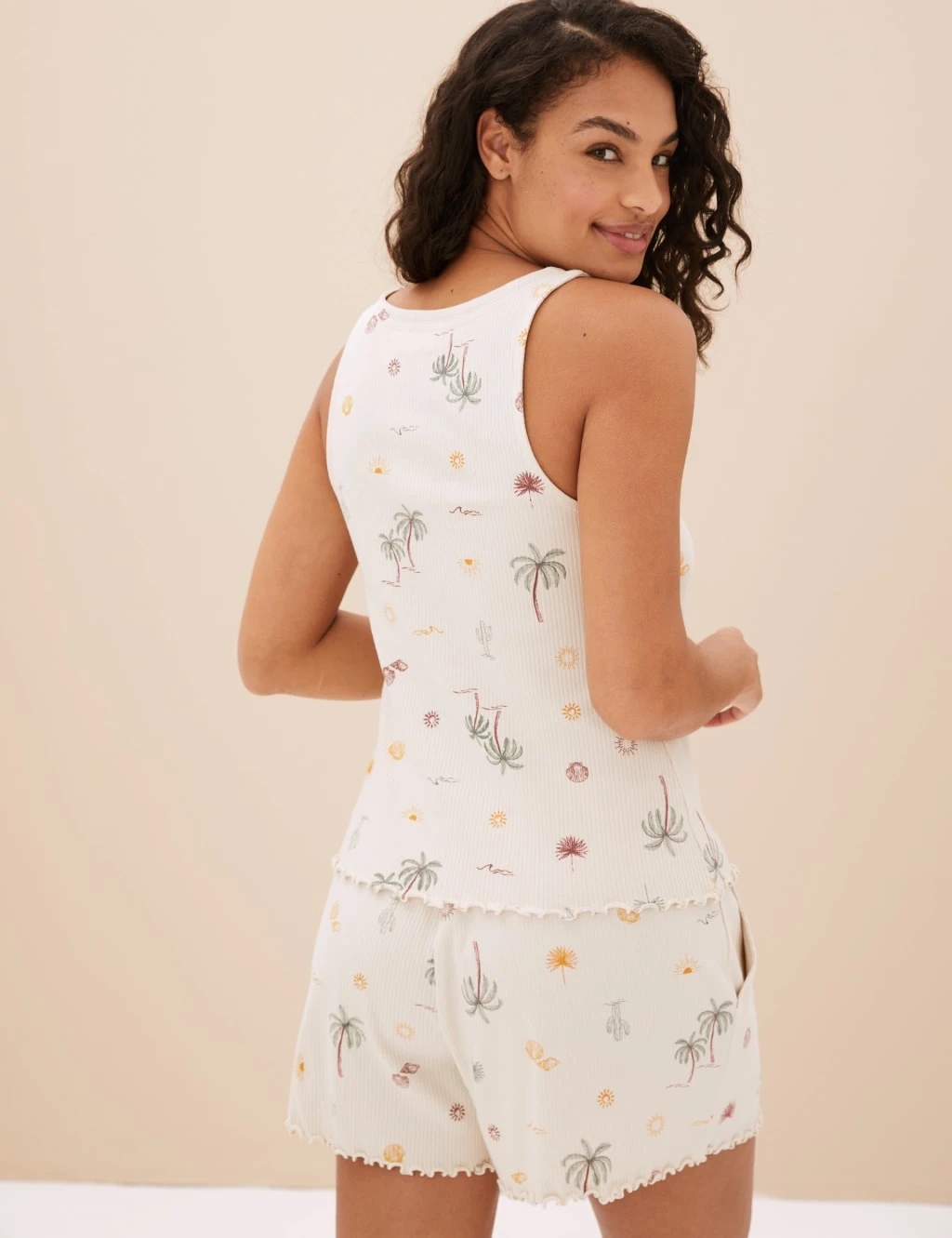 Cotton Rich Palm Tree Print Shortie Set 5 Cotton Rich Palm Tree Print Shortie Set - Image 5