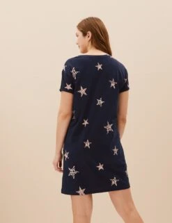 Pure Cotton Star Print Short Nightdress -Cyberjammies Store SD 02 T37 3245M F4 X EC 2