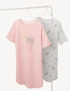 2pk Cotton Rich Printed Nightdresses