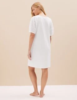 Pure Cotton Broderie Trim Nightdress -Cyberjammies Store SD 02 T37 3249M Z0 X EC 3