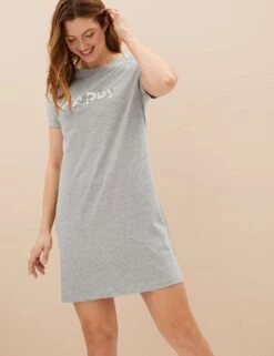 Cotton Rich Happy Slogan Short Nightdress -Cyberjammies Store SD 02 T37 3251M T4 X EC 1