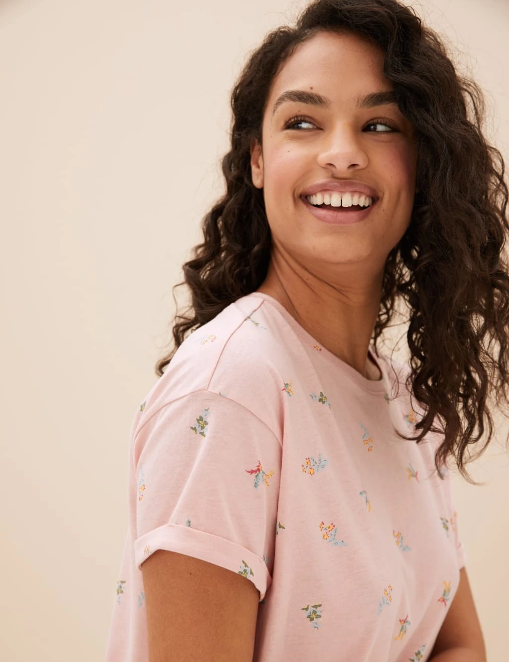 Pure Cotton Ditsy Floral Cropped Pyjama Set 3 Pure Cotton Ditsy Floral Cropped Pyjama Set - Image 3