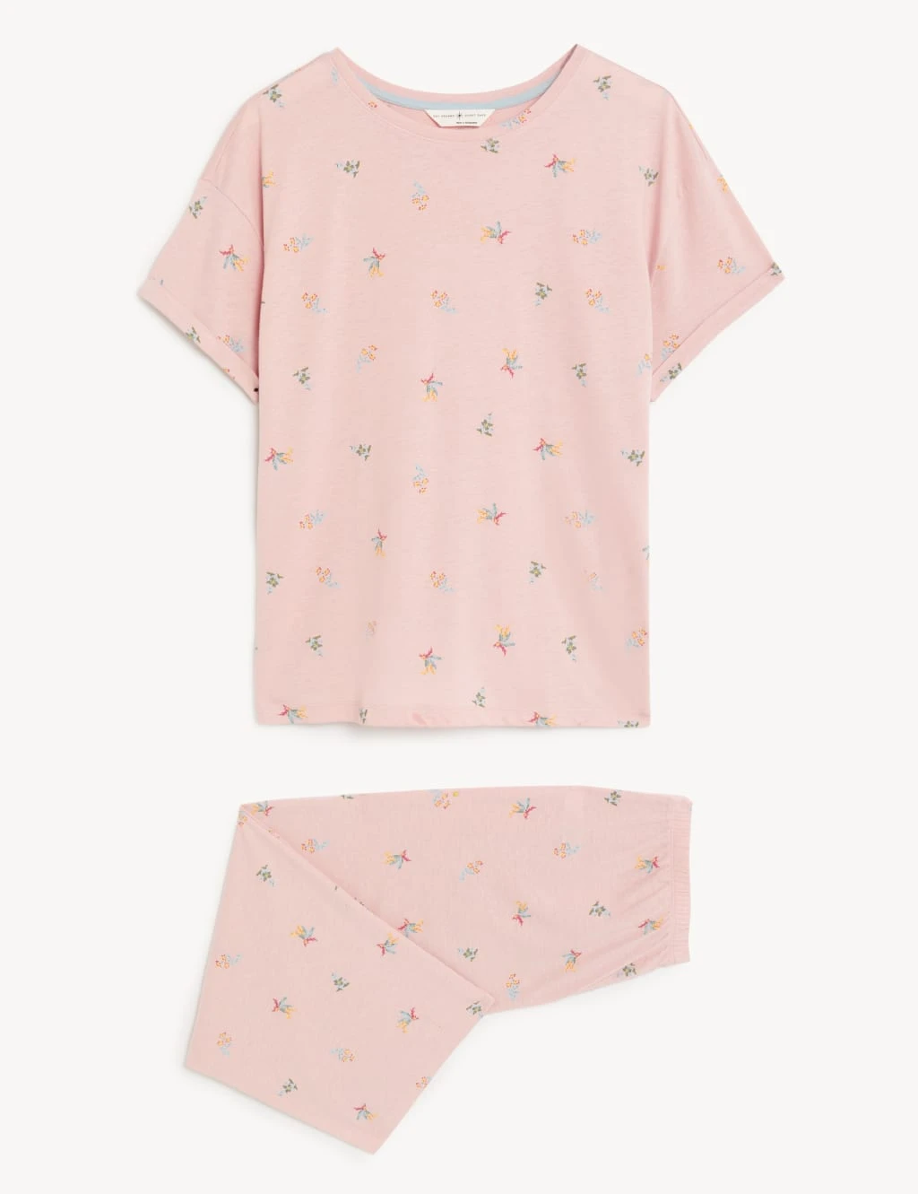 Pure Cotton Ditsy Floral Cropped Pyjama Set 2 Pure Cotton Ditsy Floral Cropped Pyjama Set - Image 2