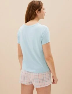 Pure Cotton Checked Shortie Set -Cyberjammies Store SD 02 T37 4533F E4 X EC 4