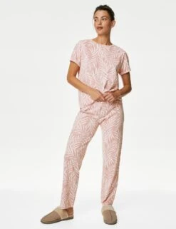 Pure Cotton Leaf Print Pyjama Set -Cyberjammies Store SD 02 T37 4536F MV X EC 1