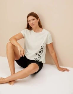 Pure Cotton Slogan Shortie Set