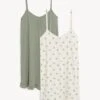 2pk Pure Cotton Palm Print Short Chemises