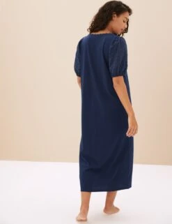 Pure Cotton Broderie Long Nightdress -Cyberjammies Store SD 02 T37 6181N F0 X EC 3