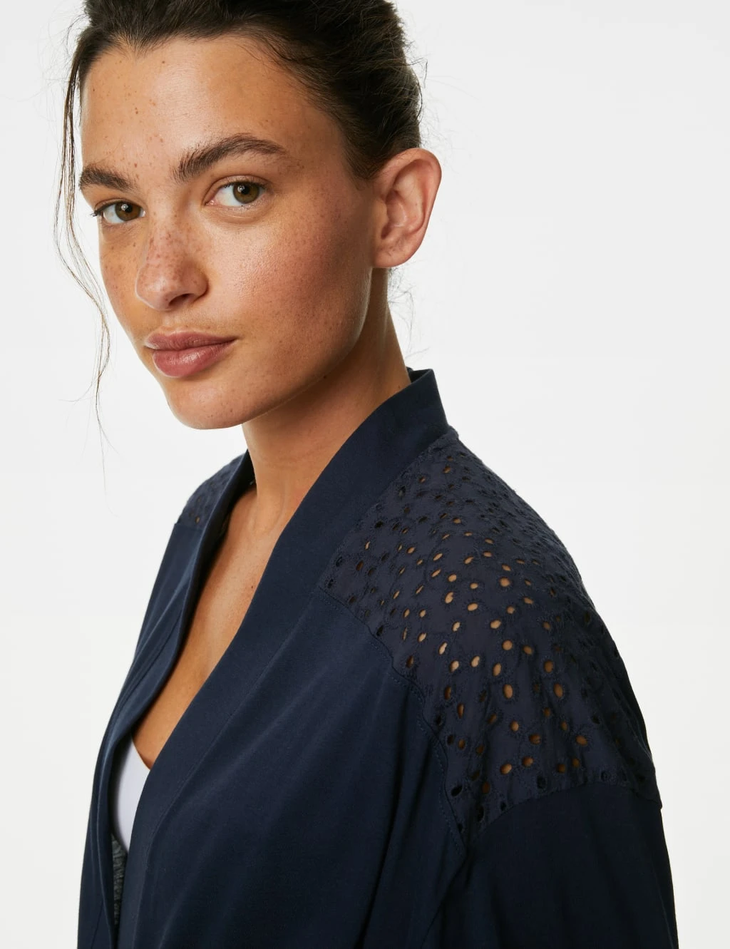 Pure Cotton Broderie Long Dressing Gown 3 Pure Cotton Broderie Long Dressing Gown - Image 3