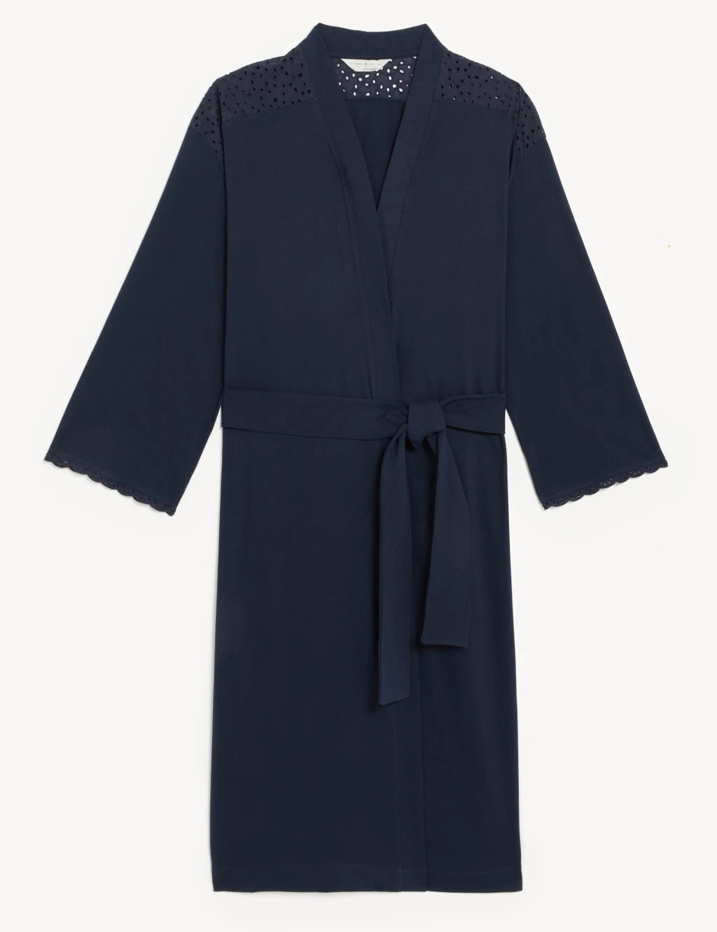 Pure Cotton Broderie Long Dressing Gown 2 Pure Cotton Broderie Long Dressing Gown - Image 2