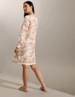 Jaeger Pure Linen Floral V-Neck Knee Length Dress 10 Jaeger Pure Linen Floral V-Neck Knee Length Dress -Cyberjammies Store SD 09 T97 6352E NU X EC 3