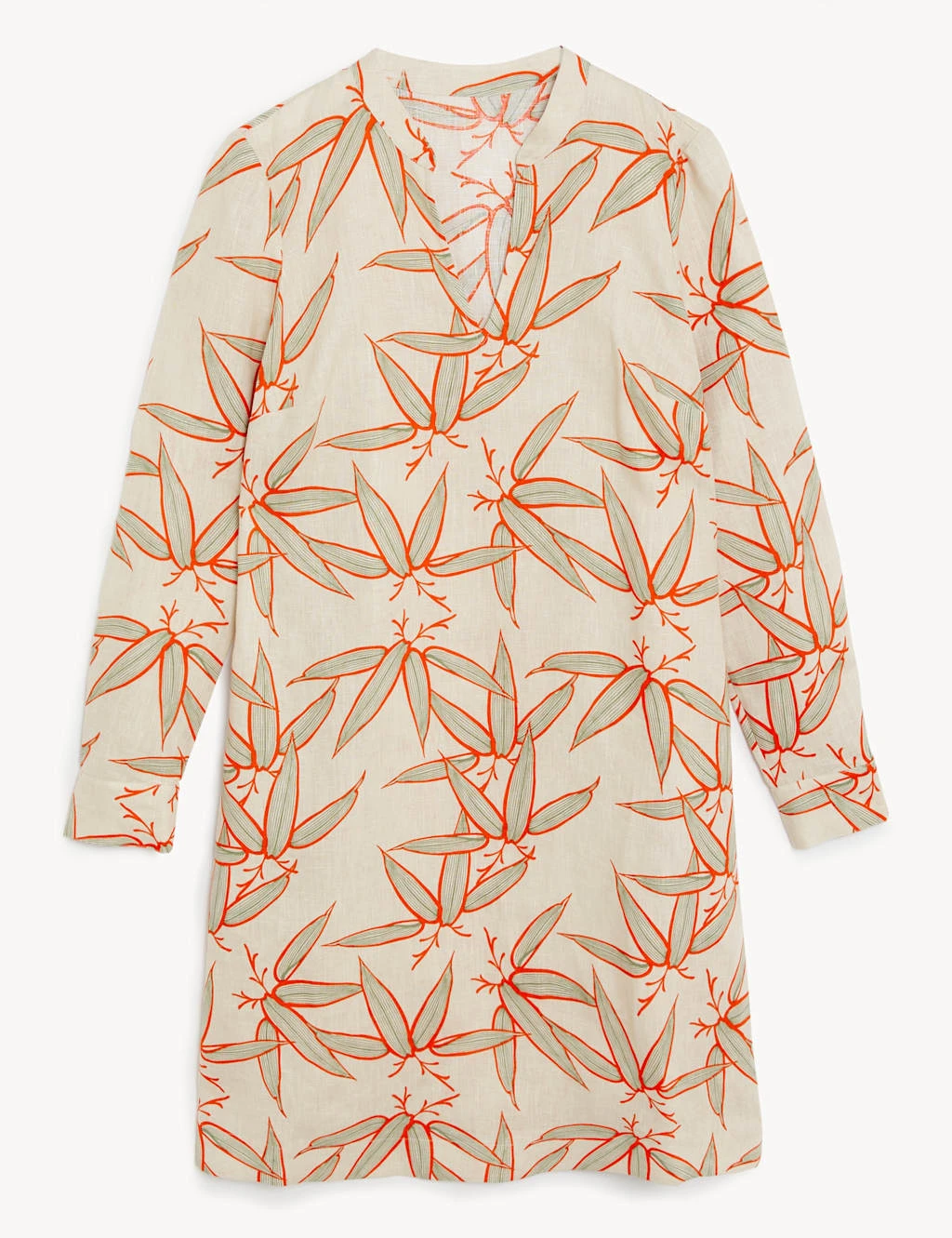 Jaeger Pure Linen Floral V-Neck Knee Length Dress 2 Jaeger Pure Linen Floral V-Neck Knee Length Dress - Image 2