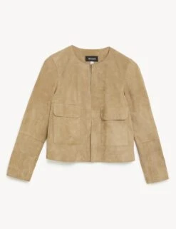Jaeger Suede Collarless Jacket
