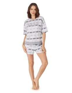 DKNY Cotton Rich Printed Shortie Set