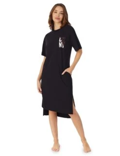 DKNY Jersey Logo Midi Nightdress