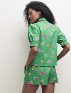 Pure Cotton Floral Scallop Trim Shortie Set -Cyberjammies Store SD 10 T82 3554 J4 X EC 3