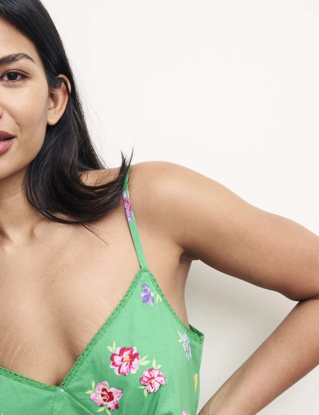 Pure Cotton Floral Strappy Long Chemise 2 Pure Cotton Floral Strappy Long Chemise - Image 2