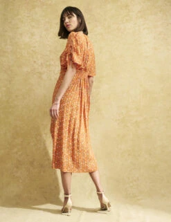 Floral Tie Sleeve Midi Tea Dress -Cyberjammies Store SD 10 T82 3580 P4 X EC 2