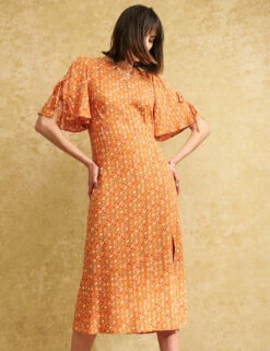 Floral Tie Sleeve Midi Tea Dress -Cyberjammies Store SD 10 T82 3580 P4 X EC 3