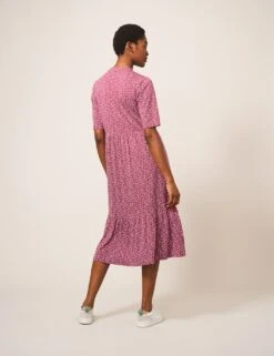 WHITE STUFF Jersey Polka Dot V-Neck Midi Tiered Dress -Cyberjammies Store SD 10 T83 1693W D4 X EC 1