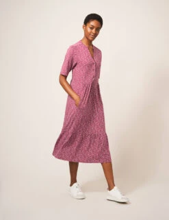 WHITE STUFF Jersey Polka Dot V-Neck Midi Tiered Dress -Cyberjammies Store SD 10 T83 1693W D4 X EC 2