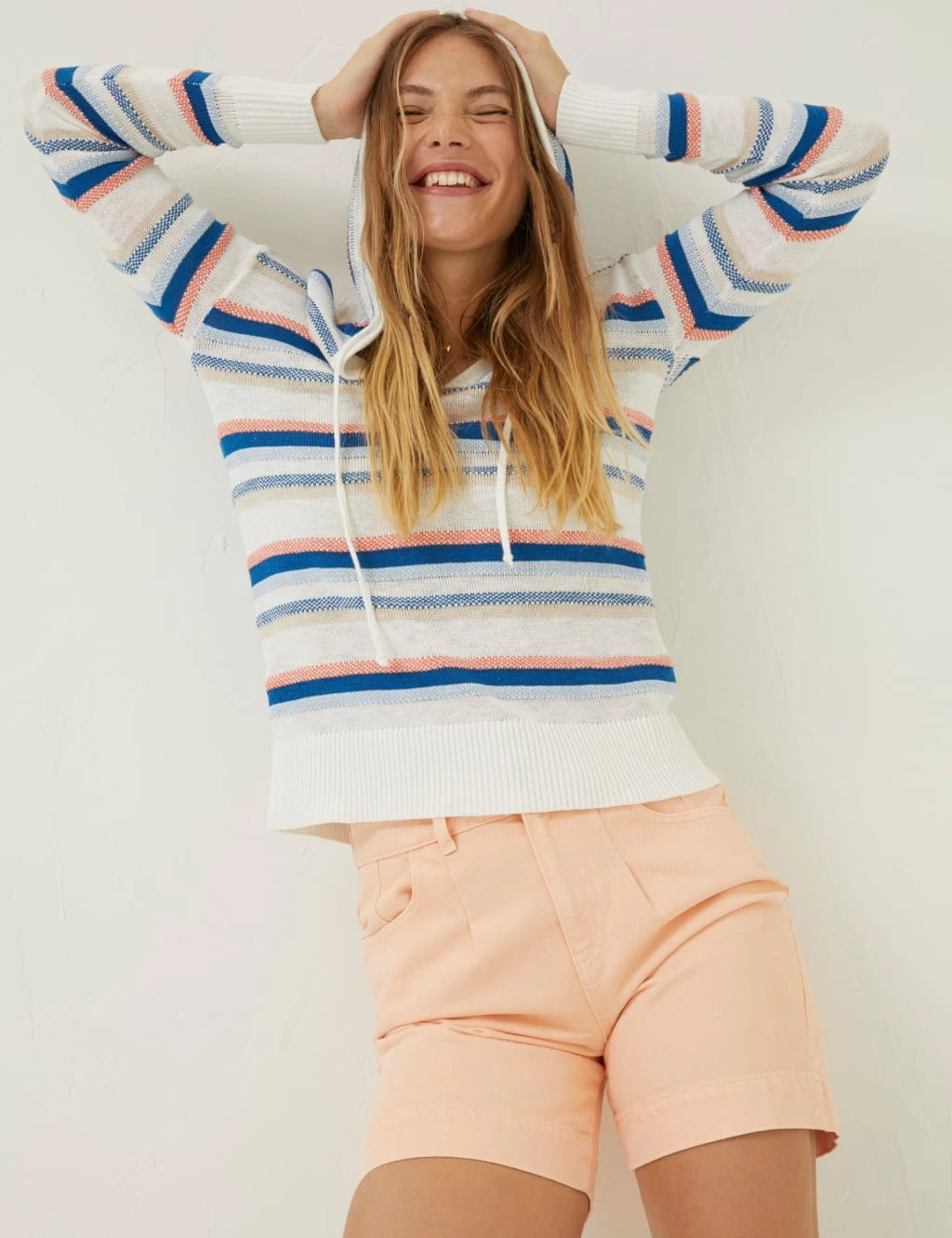 Pure Cotton Striped V-Neck Hoodie 1 Pure Cotton Striped V-Neck Hoodie