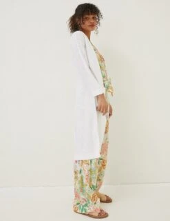 Cotton Rich Longline Cardigan With Linen -Cyberjammies Store SD 10 T83 2121W Z0 X EC 4