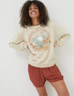 Cotton Rich Slogan Crew Neck Sweatshirt