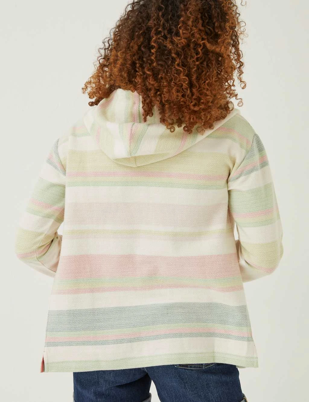 Pure Cotton Striped Textured Zip Up Hoodie 4 Pure Cotton Striped Textured Zip Up Hoodie - Image 4