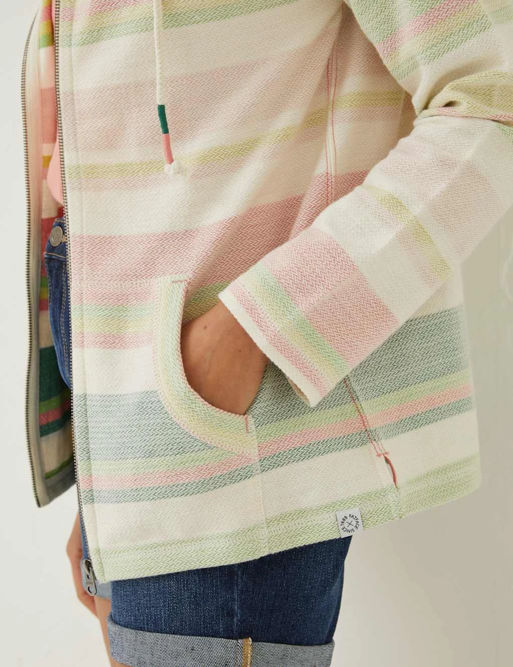 Pure Cotton Striped Textured Zip Up Hoodie 6 Pure Cotton Striped Textured Zip Up Hoodie - Image 6