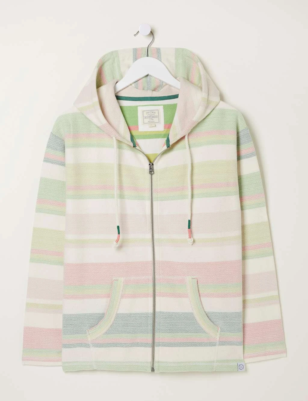 Pure Cotton Striped Textured Zip Up Hoodie 2 Pure Cotton Striped Textured Zip Up Hoodie - Image 2